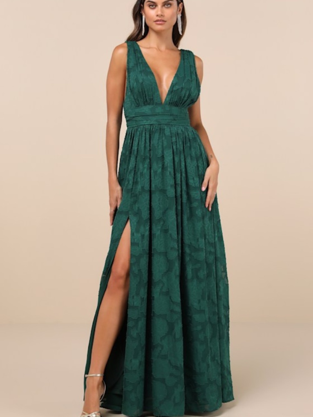 Lulus Sweet Sophistication Green Burnout Floral Maxi Dress - Size M